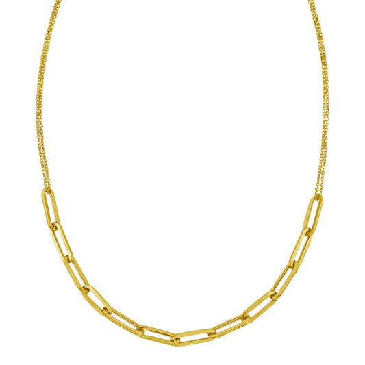 14K Yellow Gold Adjustable Paperclip Link Necklace
