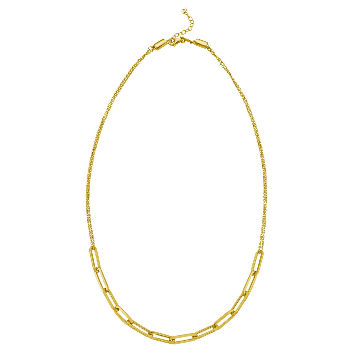 14K Yellow Gold Adjustable Paperclip Link Necklace