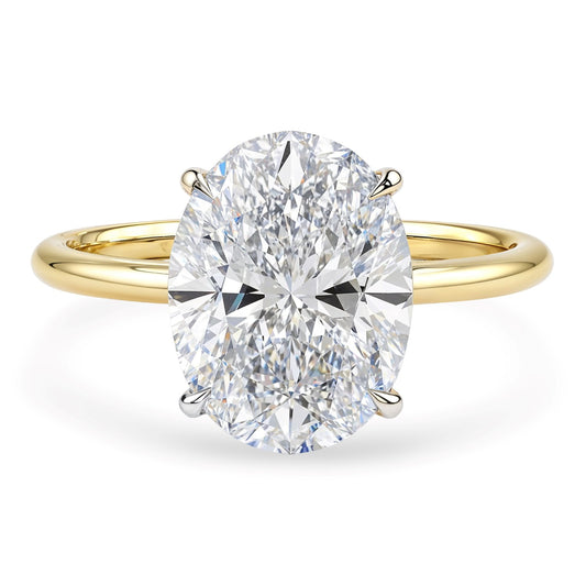 3 Carat Oval Lab Grown IGI G/VS1 Diamond Solitaire Ring in 10K Yellow Gold