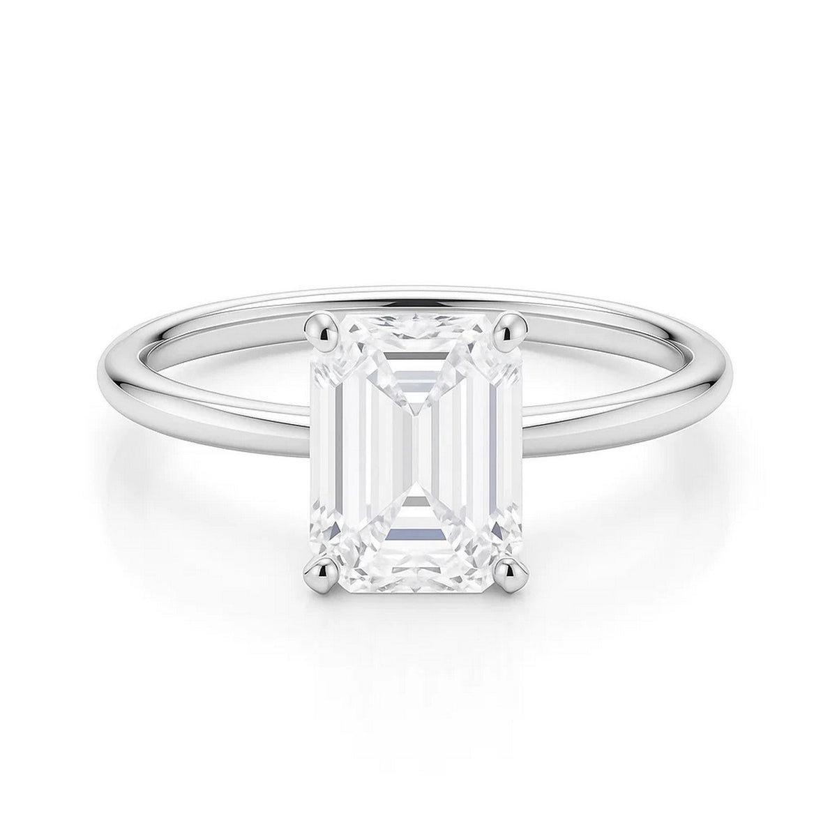 2 Carat Emerald Lab Grown IGI G/VS1 Diamond Solitaire Ring in 14K White Gold
