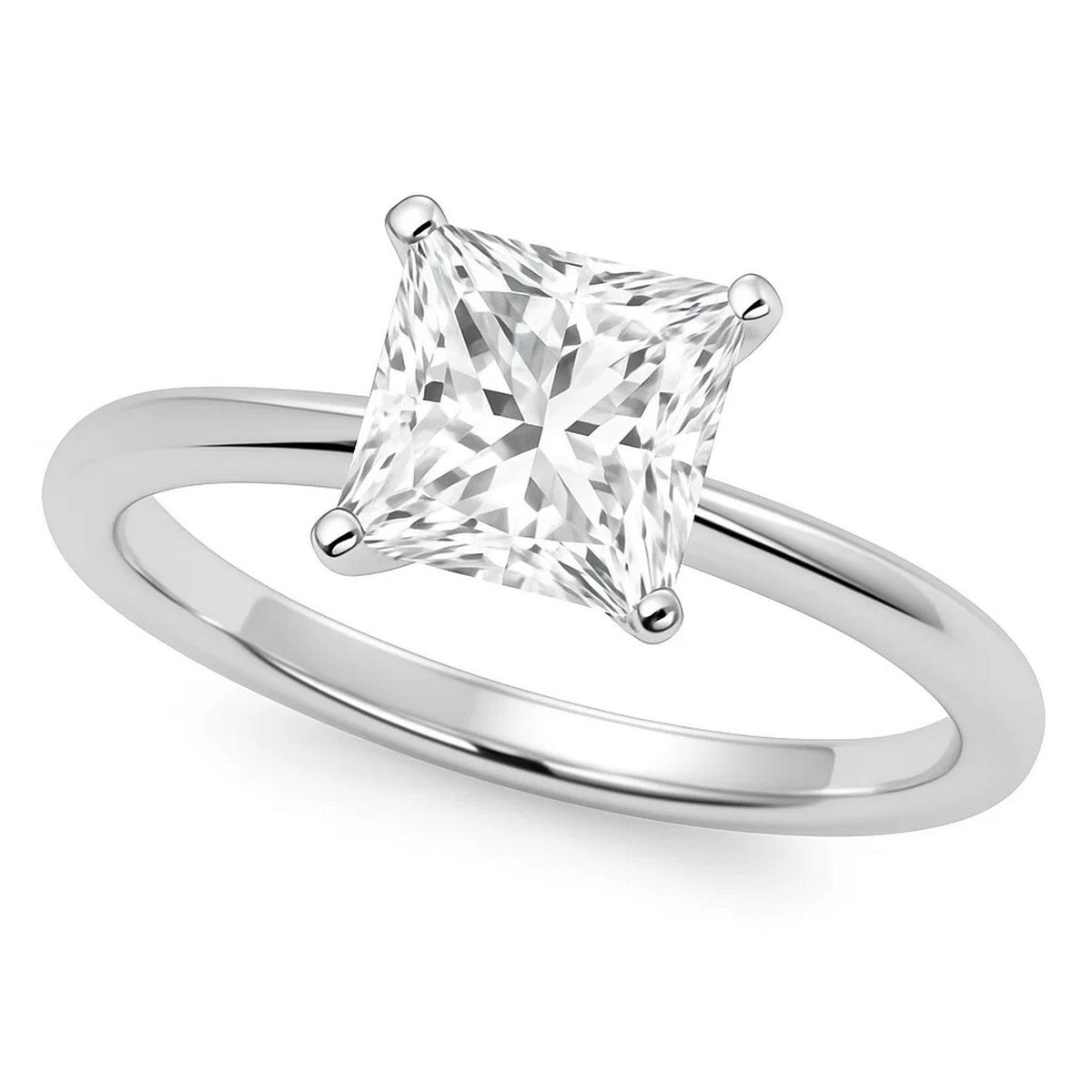 5 Carat Princess Lab Grown IGI G/VS1 Diamond Solitaire Ring in 10K White Gold