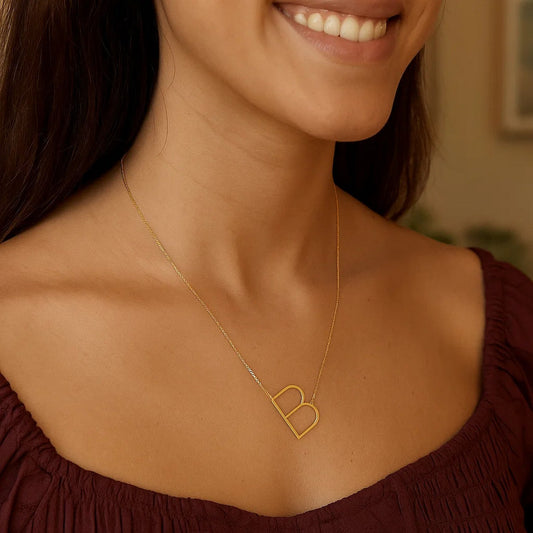 14K Yellow Gold Yours Truly Large Initial B Necklace