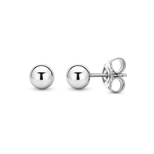 14k White Gold Spherical Stud Earrings (3mm)