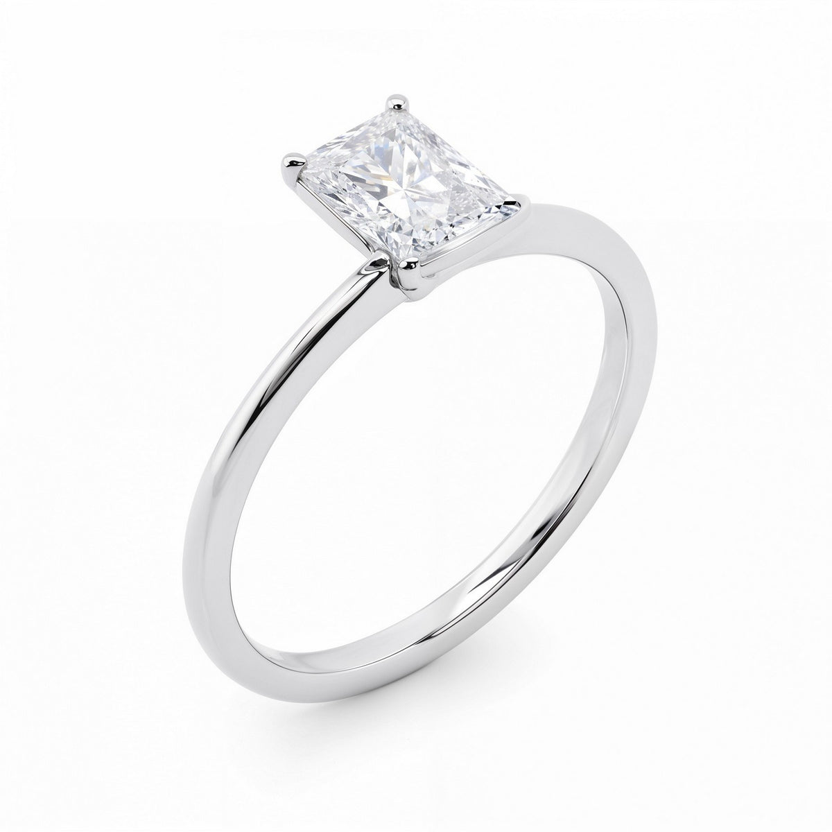 1 1/2 Carat Radiant Lab Grown IGI G/VS1 Diamond Solitaire Ring in 10K White Gold