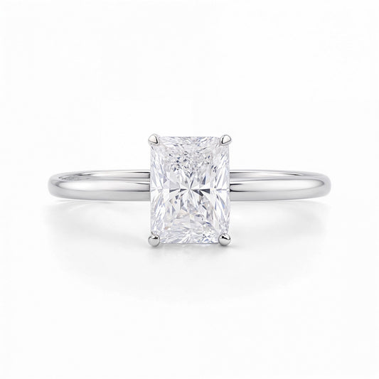 1 1/2 Carat Radiant Lab Grown IGI G/VS1 Diamond Solitaire Ring in 10K White Gold