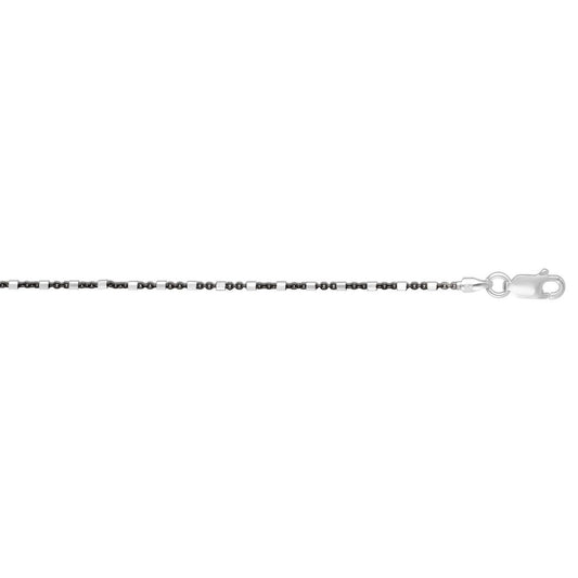 Sterling Silver Rhodium Plated Bead and Bar Anklet