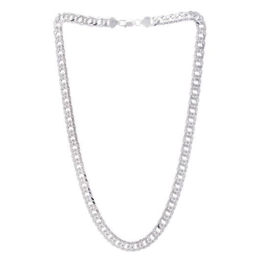 Sterling Silver Rhodium Plated Flat Miami Cuban Chain (9.30 mm)