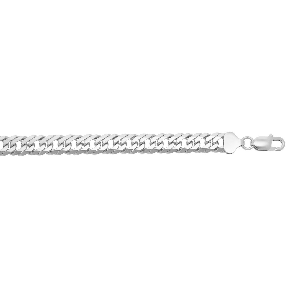 Sterling Silver Rhodium Plated Flat Miami Cuban Chain (9.30 mm)