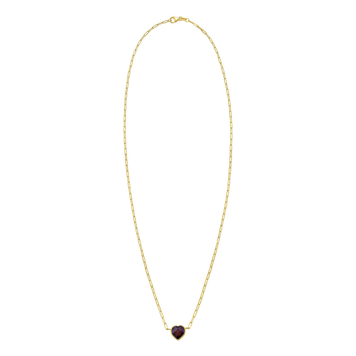 14K Yellow Gold Garnet Heart Necklace (1.50 mm)