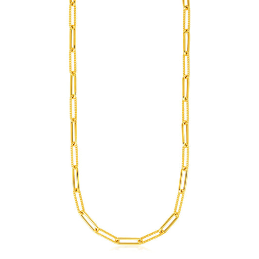 14k Yellow Gold Textured Paperclip Chain (3.5 mm)