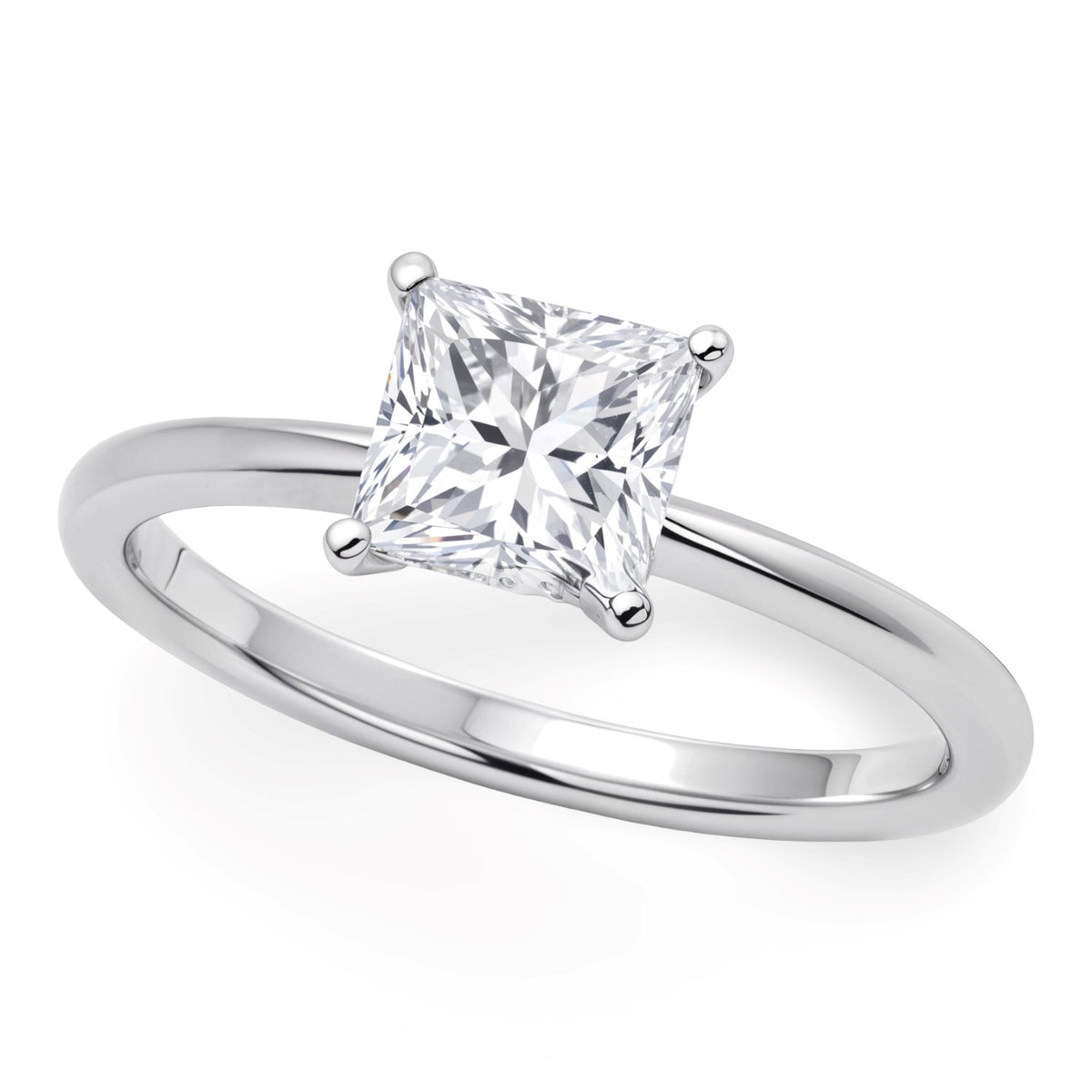 1 Carat Princess Lab Grown IGI G/VS1 Diamond Solitaire Ring in 10K White Gold