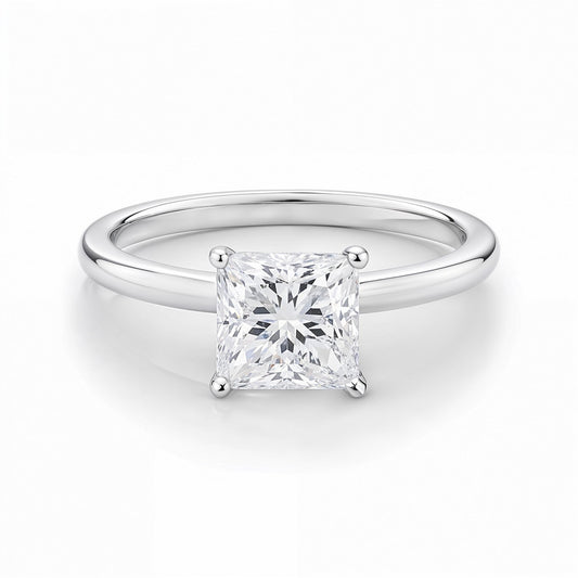 1 Carat Princess Lab Grown IGI G/VS1 Diamond Solitaire Ring in 10K White Gold