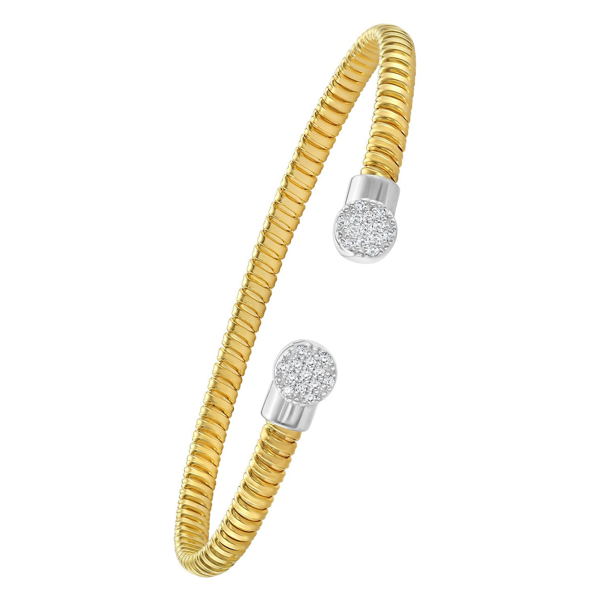 14K Yellow Gold Round End Tubogas Cuff Bangle (3.90 mm)
