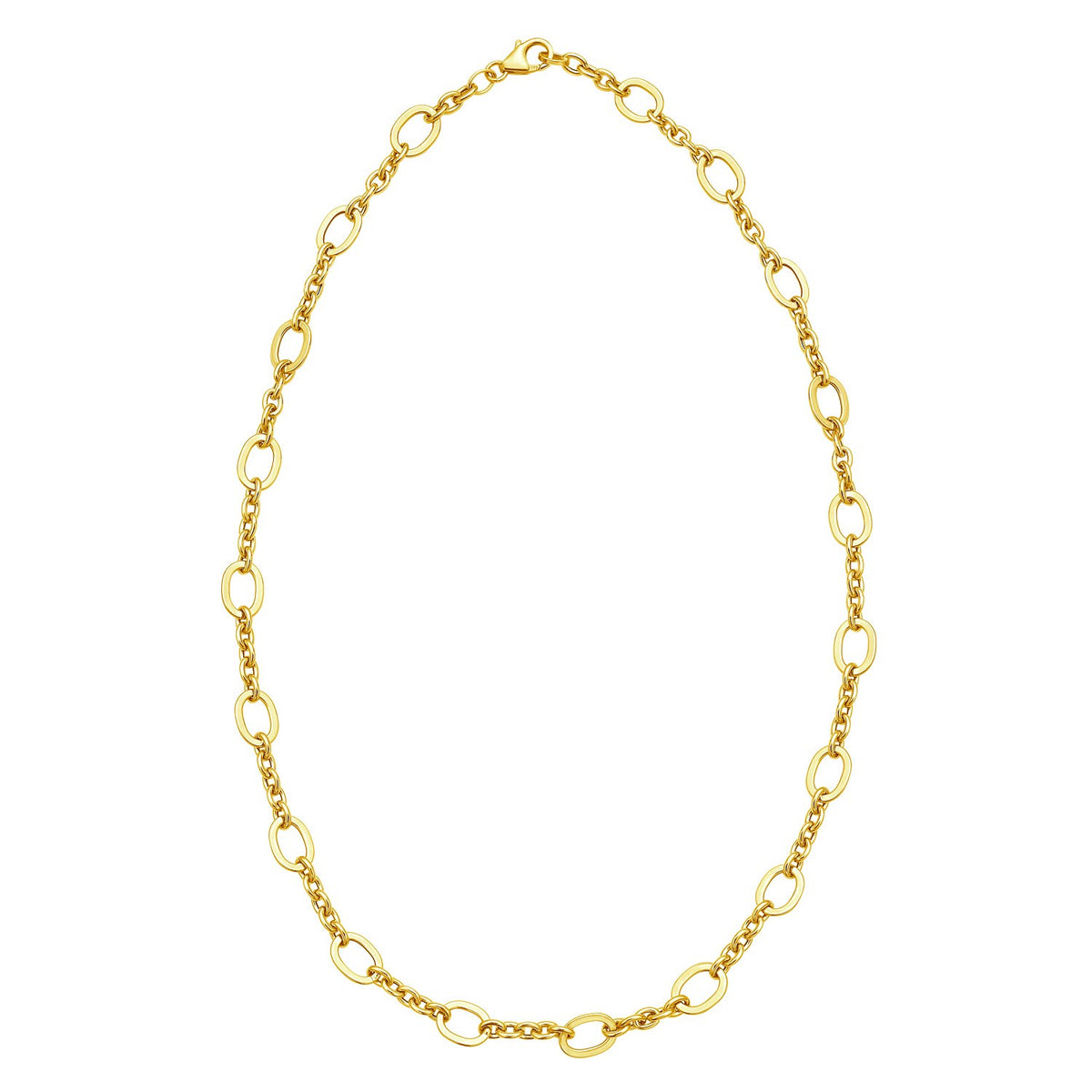 14K Yellow Gold Five and One Oval Link Chain Necklace