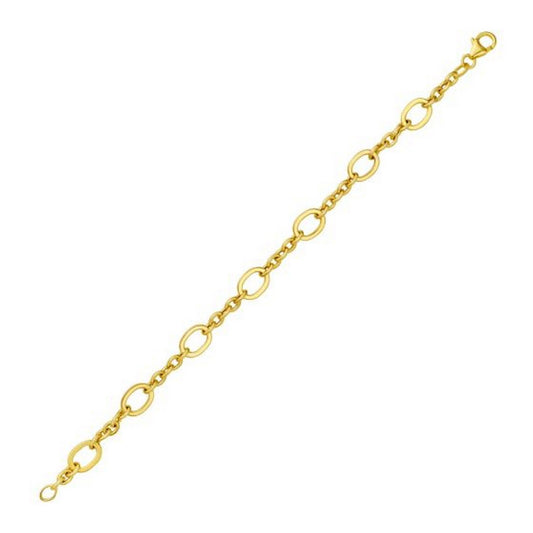 14K Yellow Gold Five and One Oval Link Chain Necklace