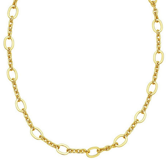 14K Yellow Gold Five and One Oval Link Chain Necklace