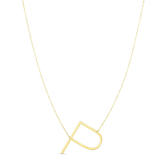 14K Yellow Gold Yours Truly Large Initial P Necklace
