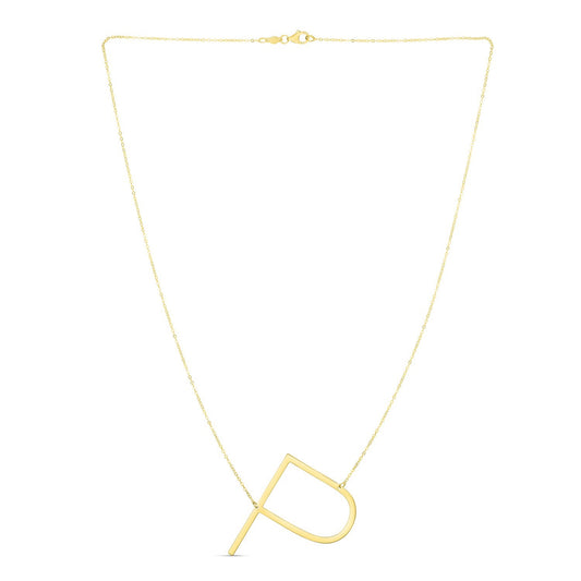 14K Yellow Gold Yours Truly Large Initial P Necklace