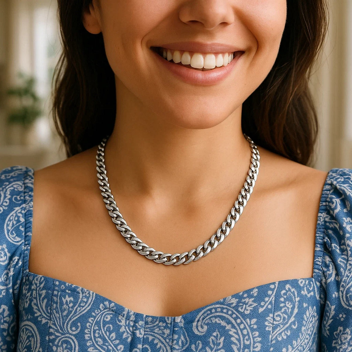 Sterling Silver Rhodium Plated Miami Cuban Chain (7.00 mm)