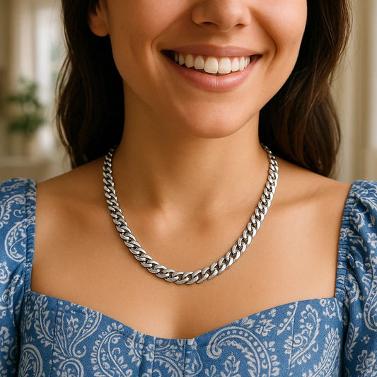 Sterling Silver Rhodium Plated Miami Cuban Chain (7.00 mm)