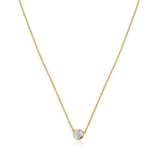 14k Yellow Gold 17 inch Necklace with Round White Topaz