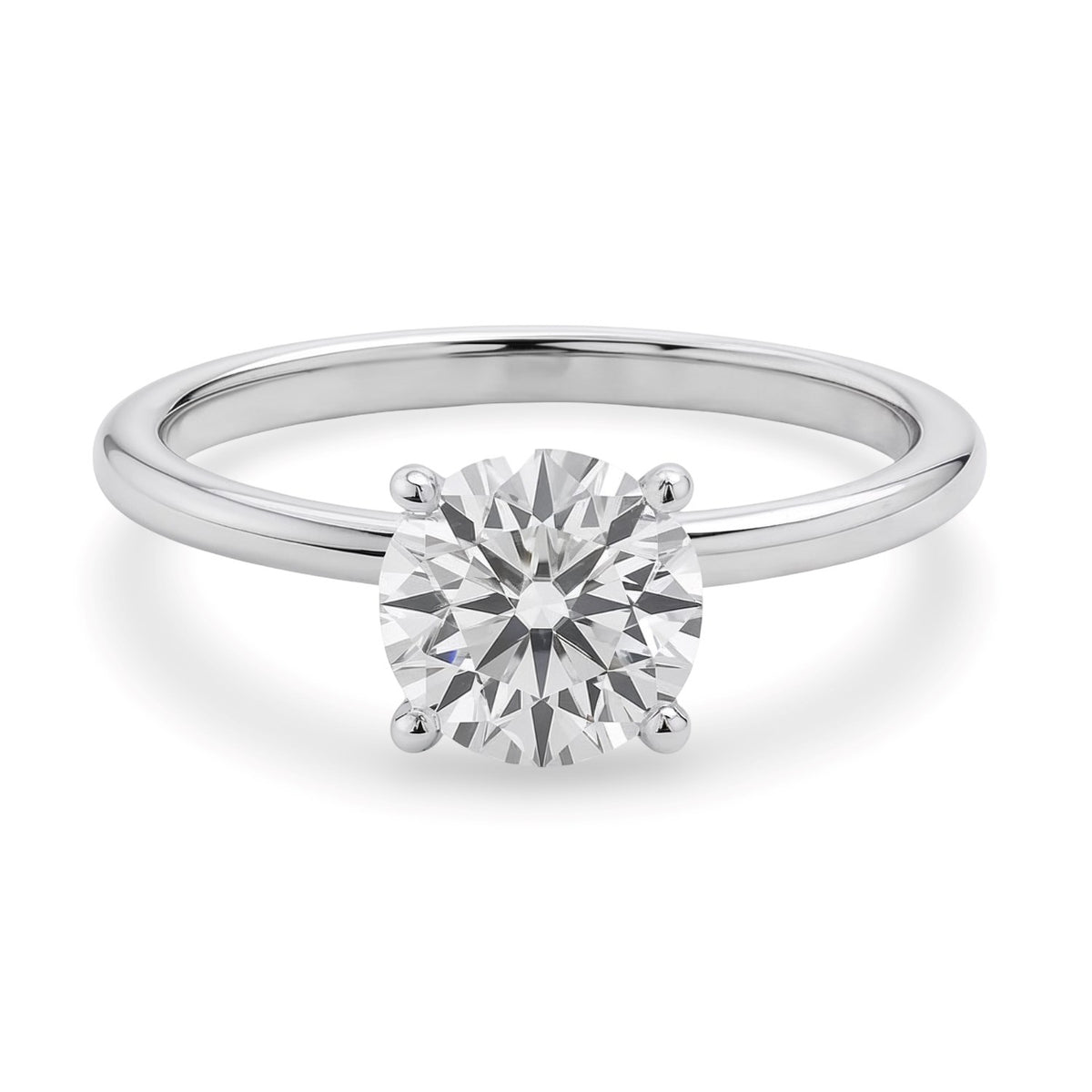 1 1/2 Carat Round Lab Grown IGI G/VS1 Diamond Ring in 10K White Gold