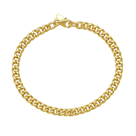 14K Yellow Gold Petite Faceted Cuban Link Chain Bracelet (4.50 mm)