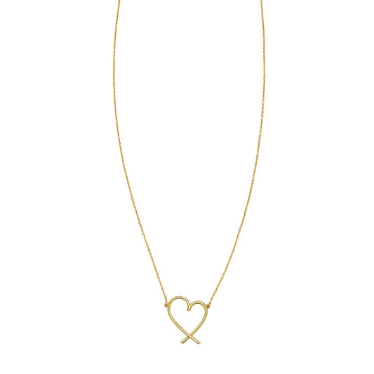 14K Yellow Gold Delicate Heart Necklace