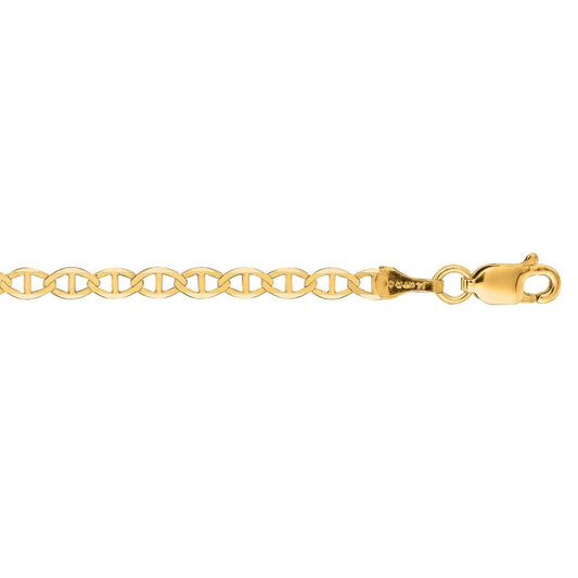 3.2mm 10k Yellow Gold Mariner Link Anklet