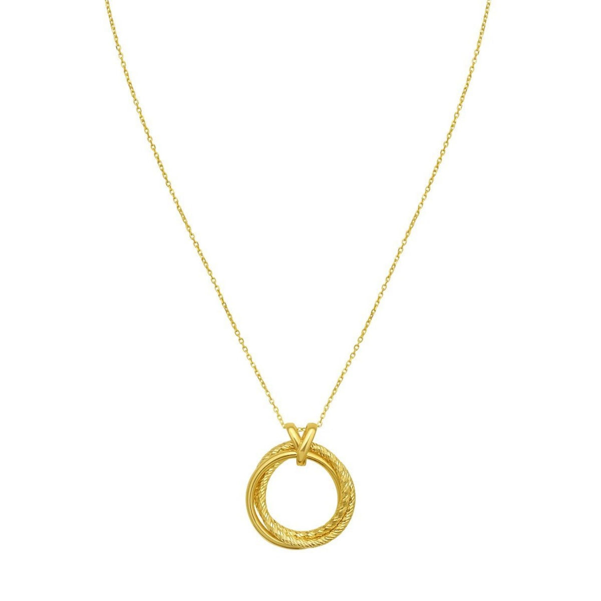 14K Yellow Gold Interlocking Diamond Cut Trinity Necklace