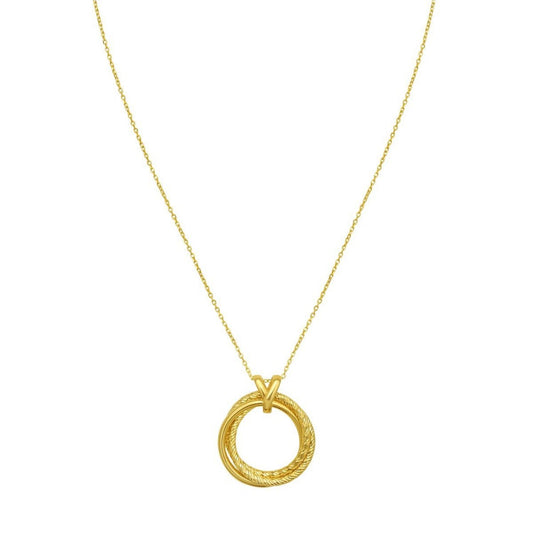 14K Yellow Gold Interlocking Diamond Cut Trinity Necklace