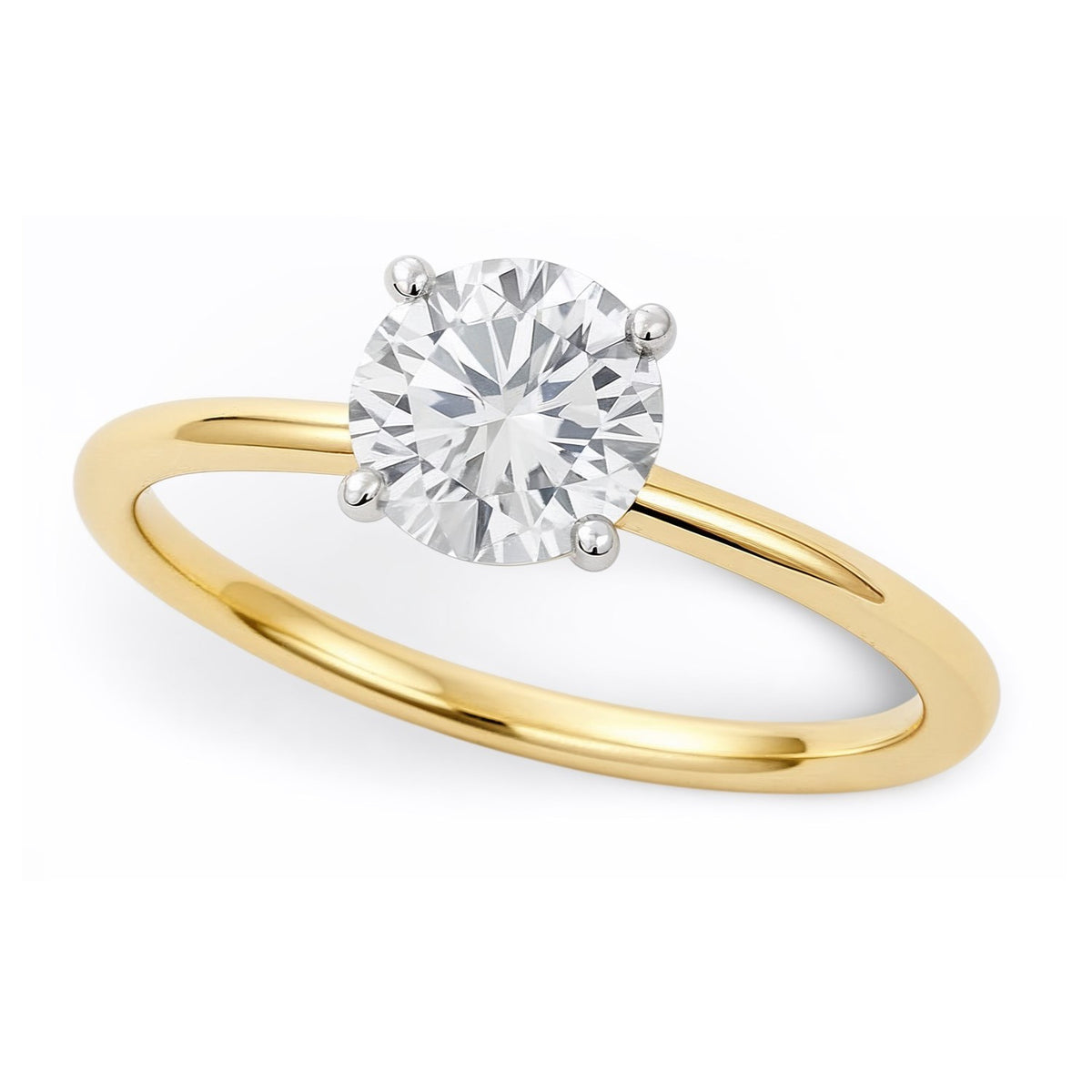 3/4 Carat Round Lab Grown IGI G/VS1 Diamond Solitaire Ring in 14K Yellow Gold