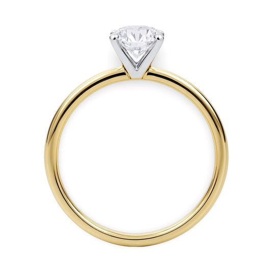 3/4 Carat Round Lab Grown IGI G/VS1 Diamond Solitaire Ring in 14K Yellow Gold