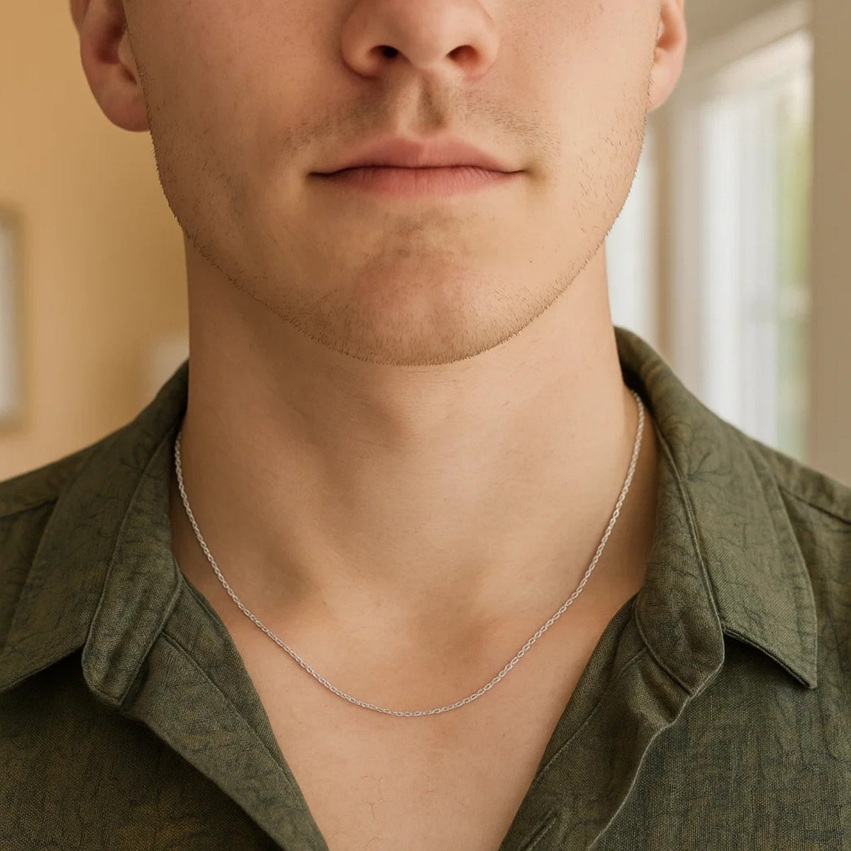14k White Gold Machine Rope Chain (0.95 mm)