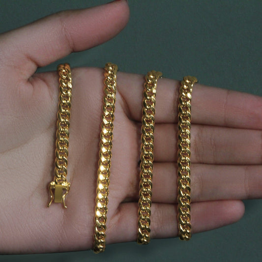10k Yellow Gold Semi Solid Miami Cuban Chain (5.00 mm)