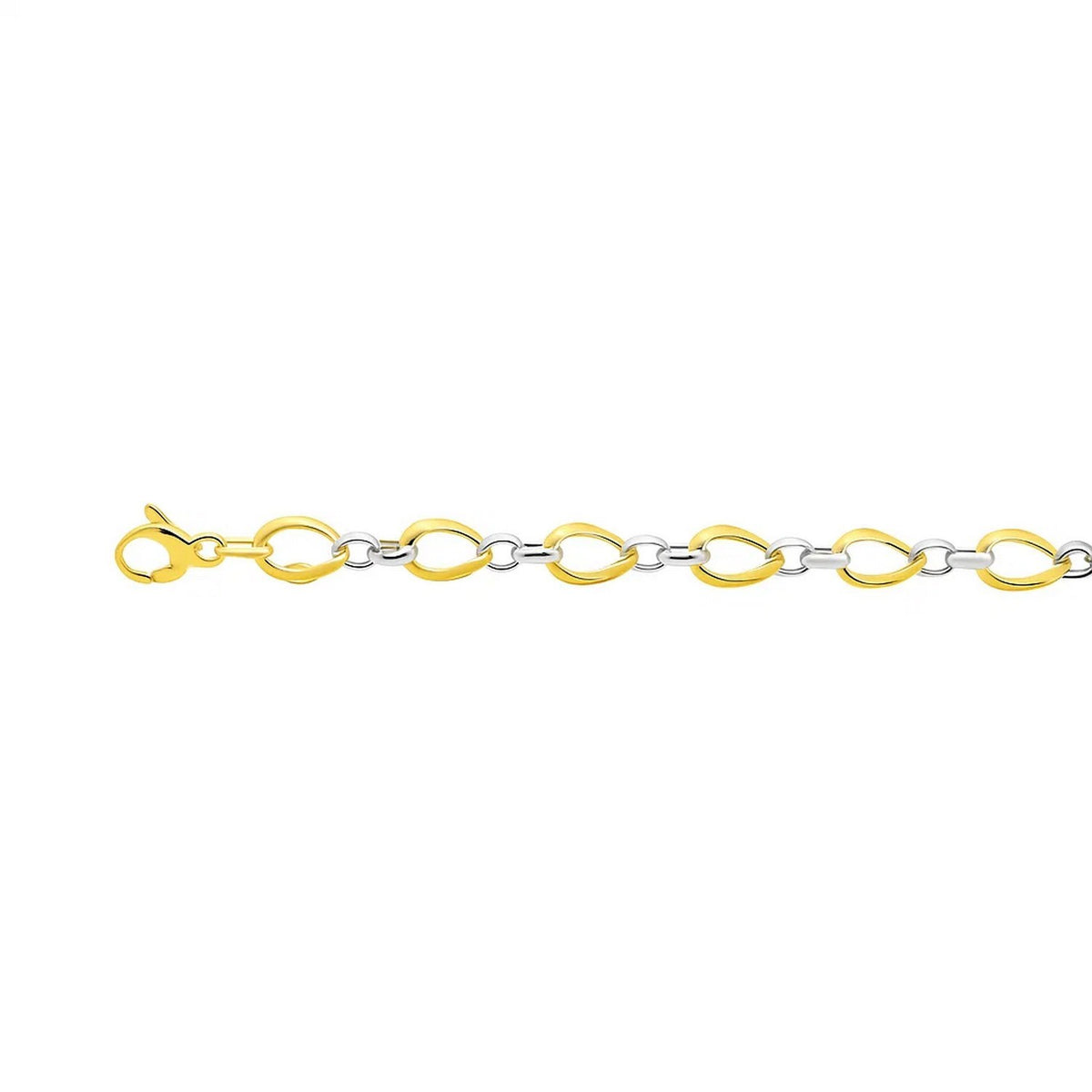 Twisted Oval Chain Bracelet in 14k Two Tone Gold (7.40 mm)
