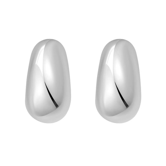 Sterling Silver Twisted Puff C Hoop Earrings