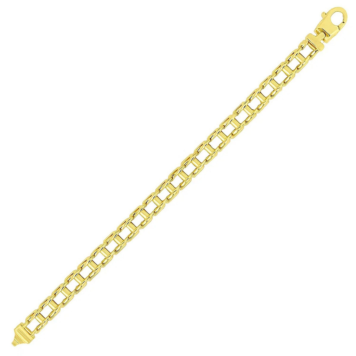 14k Yellow Gold Mens Bracelet with Rail Motif Links (5.00 mm)
