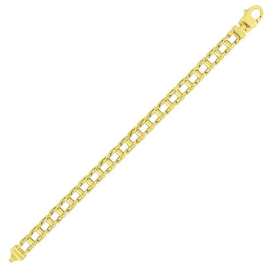 14k Yellow Gold Mens Bracelet with Rail Motif Links (5.00 mm)