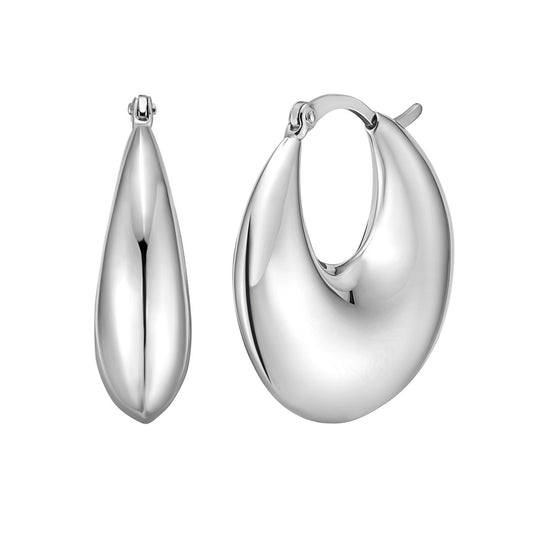 Sterling Silver Sculptural Crescent Hoop Earrings