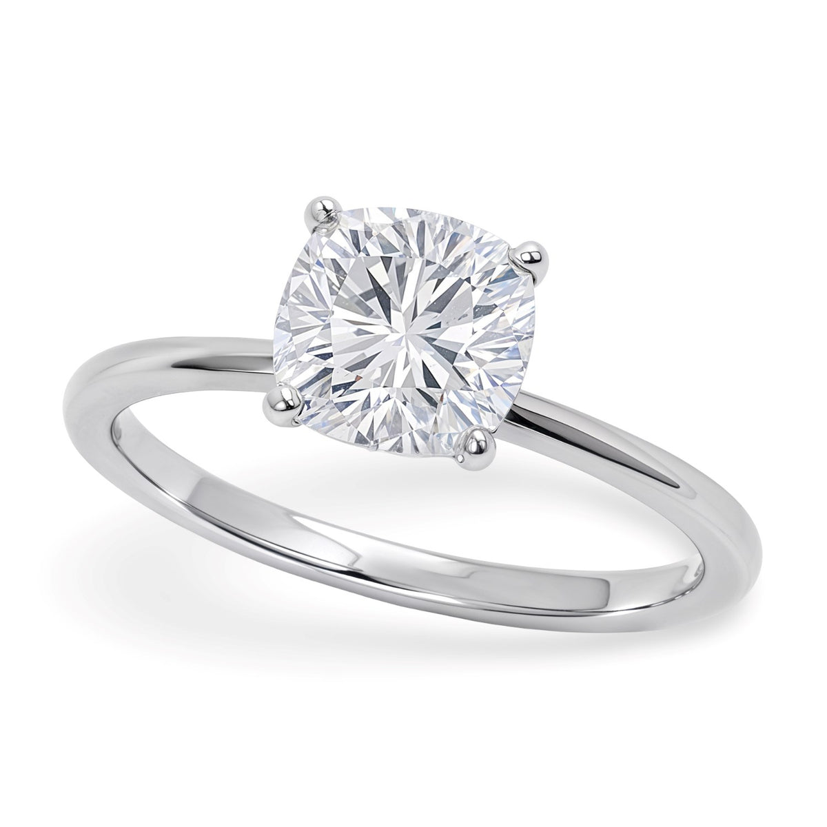 1 1/2 Carat Cushion Lab Grown IGI G/VS1 Diamond Solitaire Ring in 10K White Gold