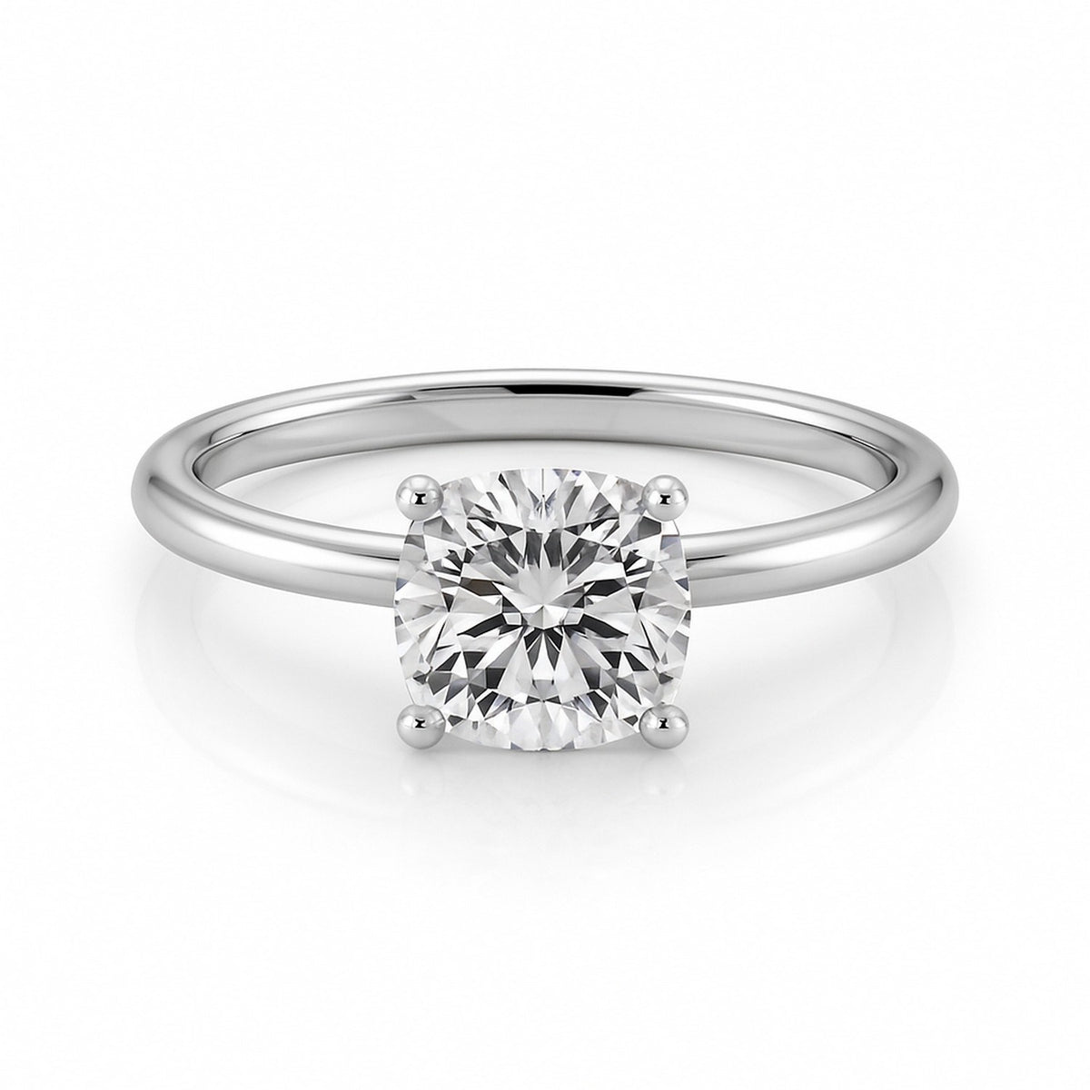 1 1/2 Carat Cushion Lab Grown IGI G/VS1 Diamond Solitaire Ring in 10K White Gold