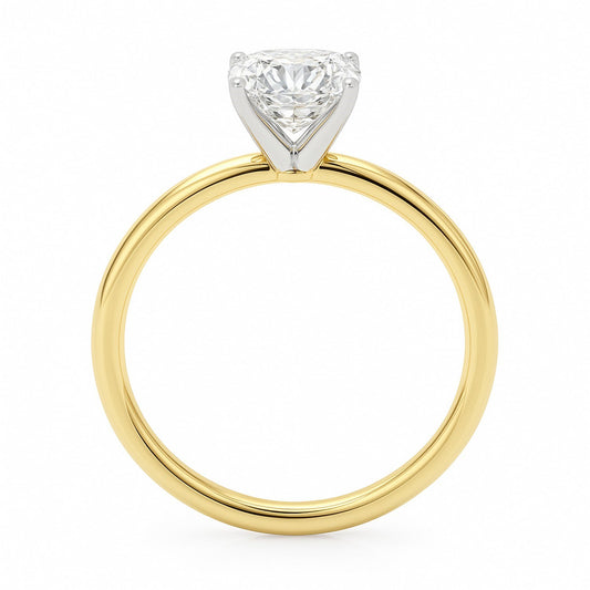 2 Carat Cushion Lab Grown IGI G/VS1 Diamond Solitaire Ring in 10K Yellow Gold