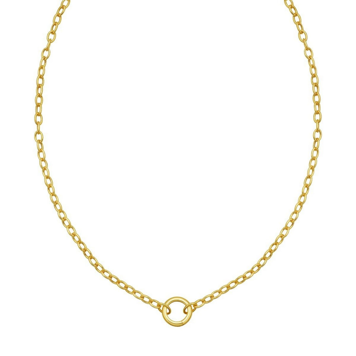 14K Yellow Gold Push Lock Charm Necklace (4.20 mm)