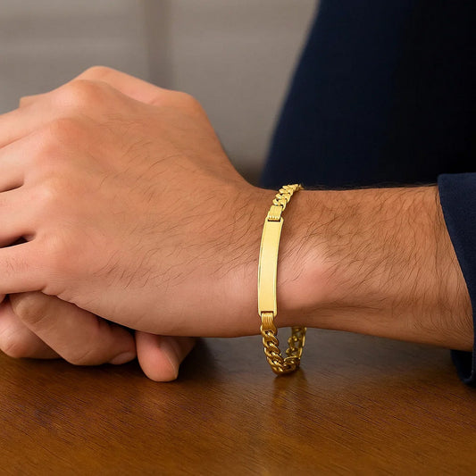 14K Yellow Gold Lite Cuban ID Bracelet (6.00 mm)