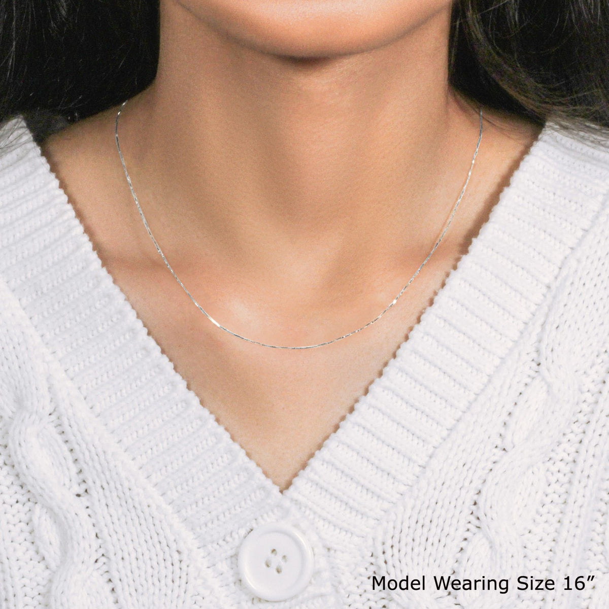 10k White Gold Classic Box Chain (0.45 mm)
