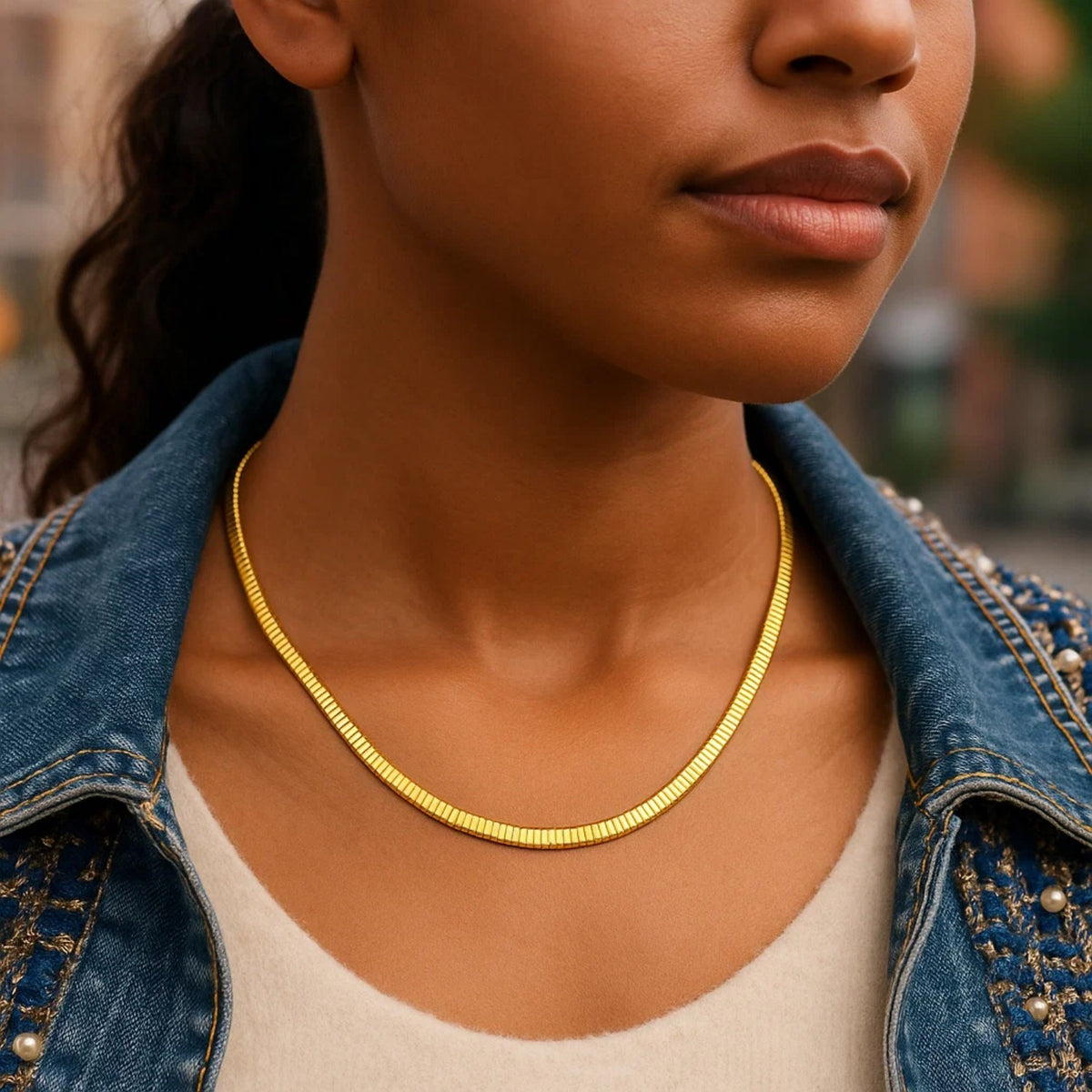 Gold Over Sterling Silver Cubogas Chain Necklace