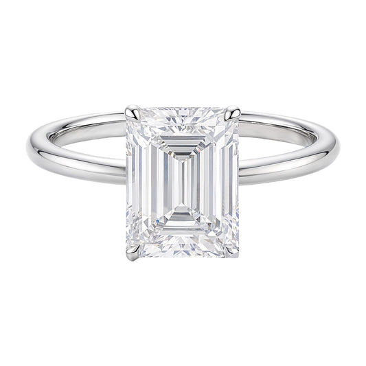 3 Carat Emerald Lab Grown IGI G/VS1 Diamond Solitaire Ring in 10K White Gold
