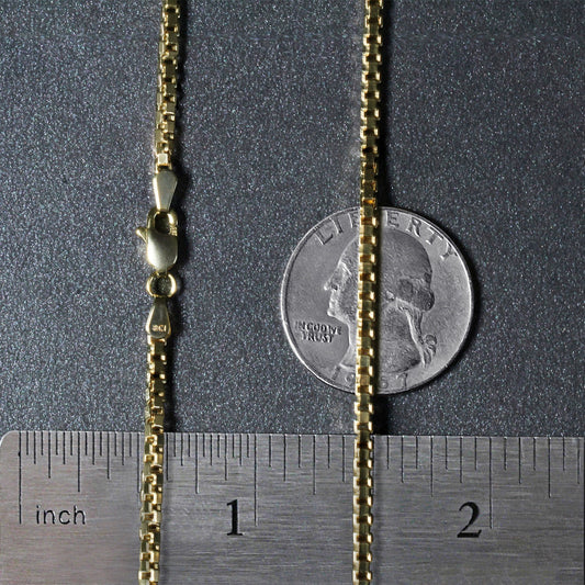 14k Yellow Gold Semi Solid Box Chain (2.10 mm)