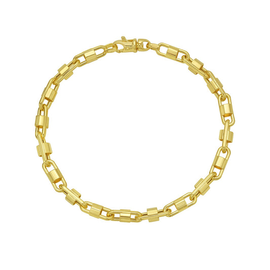 14K Yellow Gold Square Byzantine Chain Bracelet (2.00 mm)